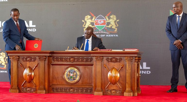 President William Ruto speaking after signing the National Infrastructure Bill at State House, Nairobi