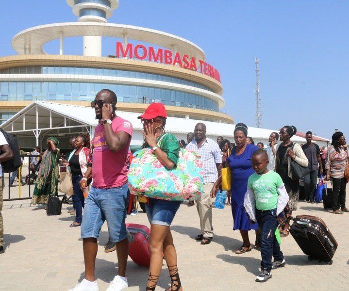 Tourists using the SGR terminus