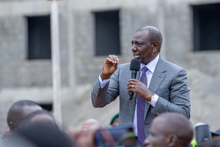 President William Ruto  during an inspection of a police housing project in Kilimani, Nairobi on July 9, 2025