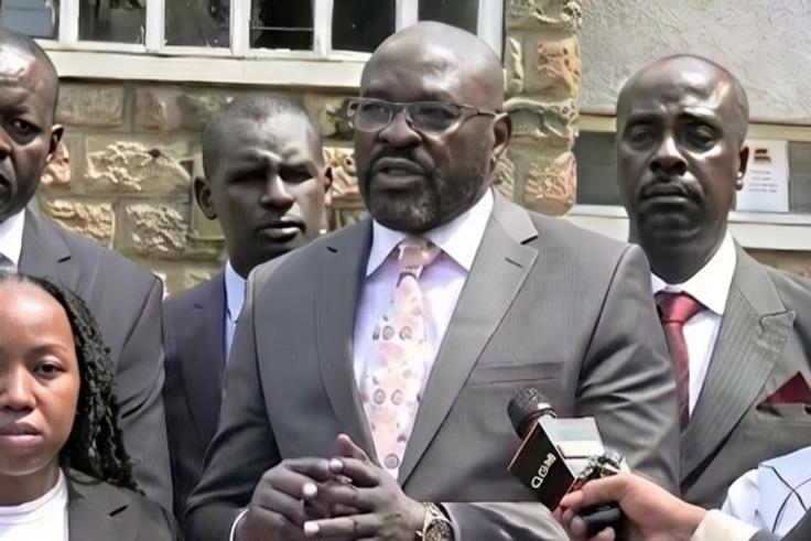 Lawyer Cliff Ombeta addressing the media on Cecil Ouma shooting