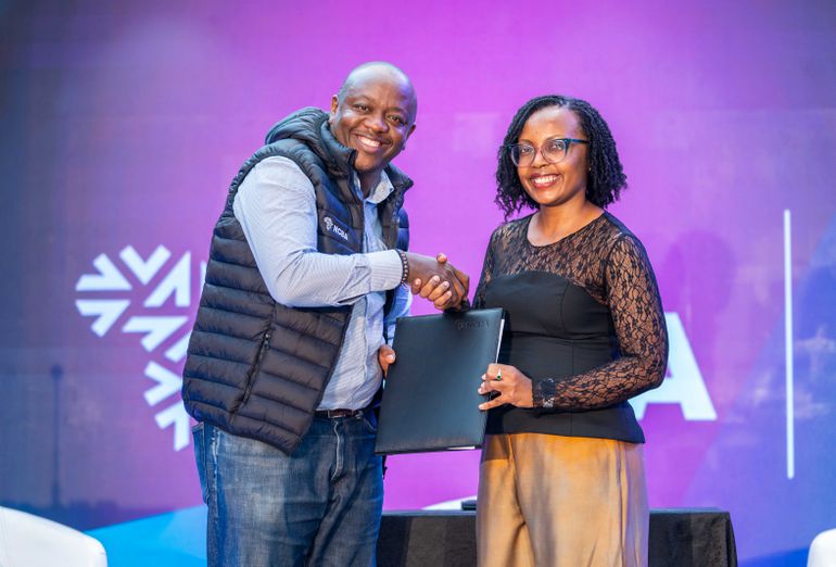 Denis Njau- Group Director Retail Banking NCBA(left) & Waikuru Njuguna, Managing Partner HEVA Fund