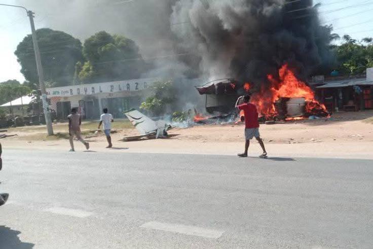 Wreckage of an aircraft that crashed along the Mombasa - Malindi Highway
