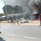 Wreckage of an aircraft that crashed along the Mombasa - Malindi Highway