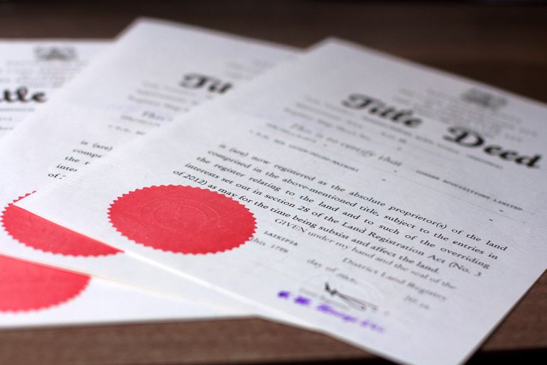 An image of a sample title deed