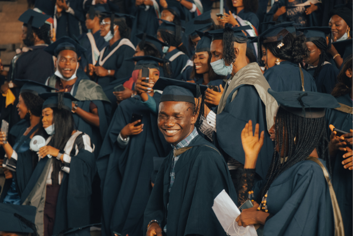 Graduates celebrating the completion of a course