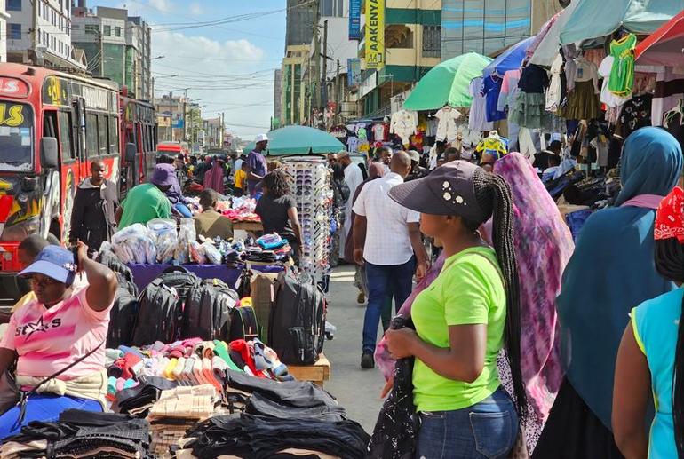 Hawkers and small traders on a crowded street in Eastleigh, Nairobi County (Image: Files)