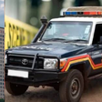 Photo collage of an apartment block and a Kenya Police vehicle