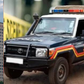 Photo collage of an apartment block and a Kenya Police vehicle