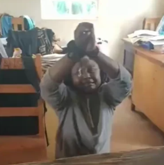 A screen-grab image showing the confrontation at Forest Primary School Kiminini