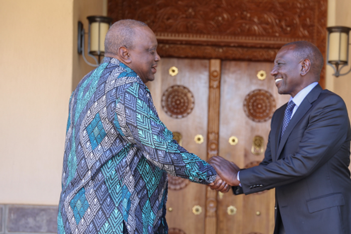 President William Ruto pays a visit to his predecessor former President Uhuru Kenyatta at his Gatundu South home