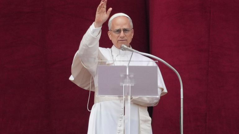 Pope Leo XIV delivering his first Sunday message from the central balcony of Saint Peter's Basilica on May 11, 2025 (Courtesy)