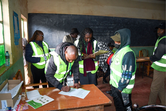 ORPP and IEBC officials at the Ol-kalou Constituency Parliamentary by-election in Nyandarua County