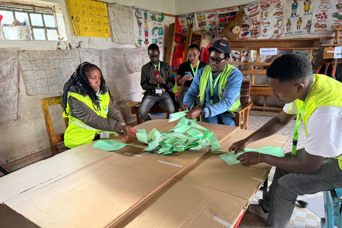 IEBC officials at a past byelection exercise