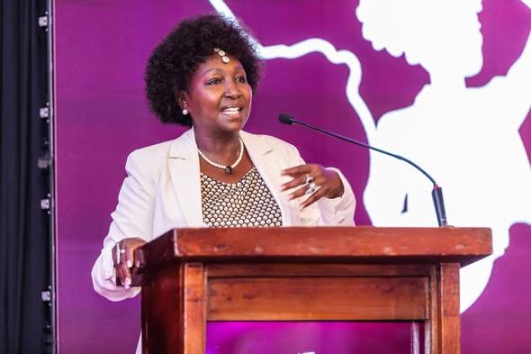 Gladys Boss Shollei delivers a keynote speech at the Women Achievers Africa Conference, sharing the stage with inspiring women leaders from Kenya and Malawi in July 2026 (Image: Files)