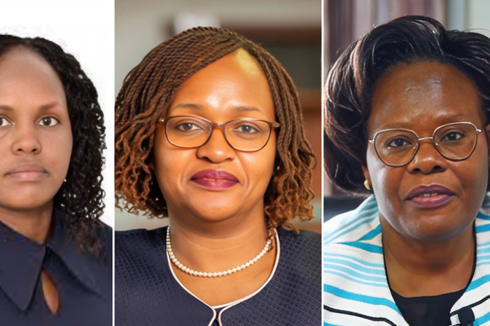 A collage of Nancy Ngétich, Risper Simuyu, and Doreen Mbingi