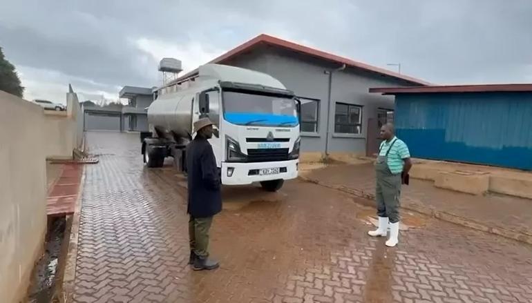 A screen-grab image of President William Ruto at his Koilel dairy farm