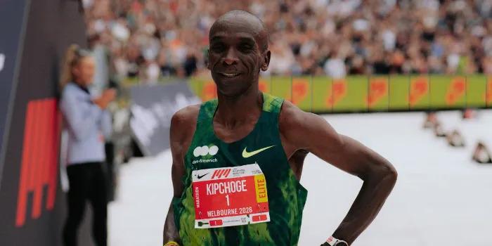 Kenyan marathon legend Eliud Kipchoge wins the Nike Melbourne Marathon on October 11, 2026, in Australia and sets a new course record.