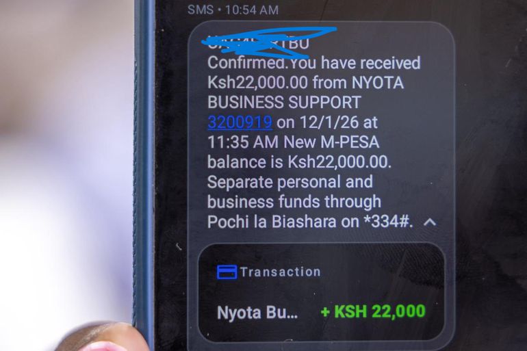 A screenshot of a NYOTA disbursment message