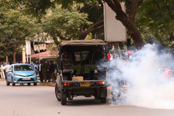 Police hurled teargas canisters at youths and activists who took to the streets of Nairobi’s Central Business District (CBD) on Thursday, June 12, 2025.
