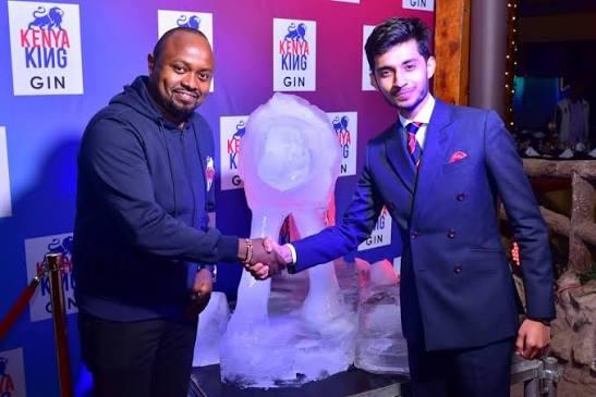 Influencer Jemoh Ule Msee shakes hand with Avin Galot, the Managing Director of London Distillers Kenya (LDK), a major alcoholic beverage manufacturing company based in Kenya (Image: Files)
