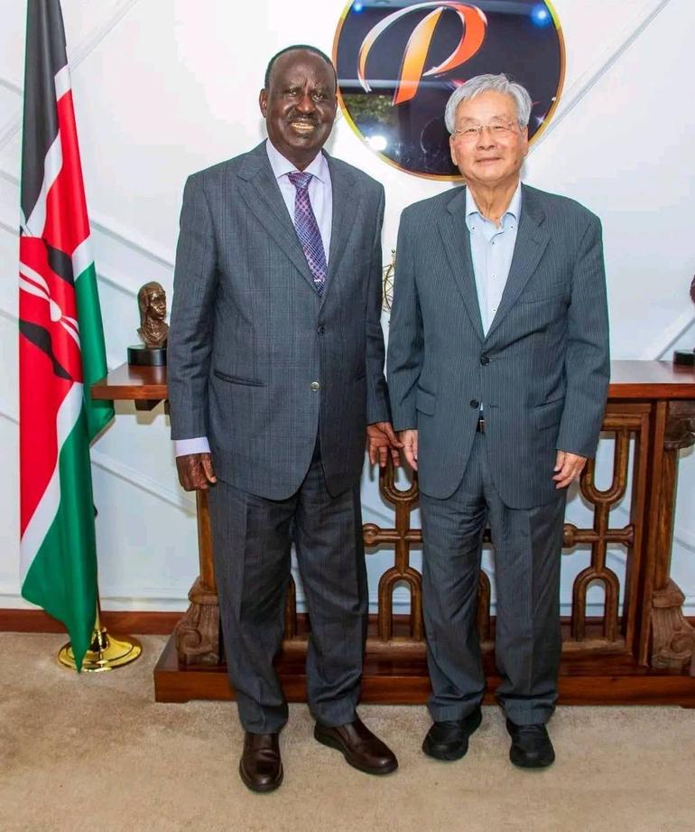 An undated image of Prof Hiroyuki Hino of Duke University, and the late former Prime Minister Raila Odinga (Image: Files)