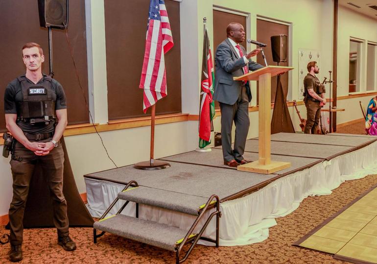 Rigathi Gachagua addressing a gathering at an event in Portland, Oregon, on Saturday, September 12, 2026. [Rigathi Gachagua/Facebook]