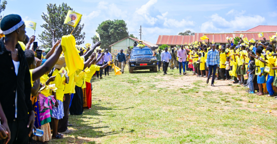 File image of President Yoweri Museveni campaigning in Kalangala in support of the NRM Woman MP candidate, Idah Nabayiga, in June 2026