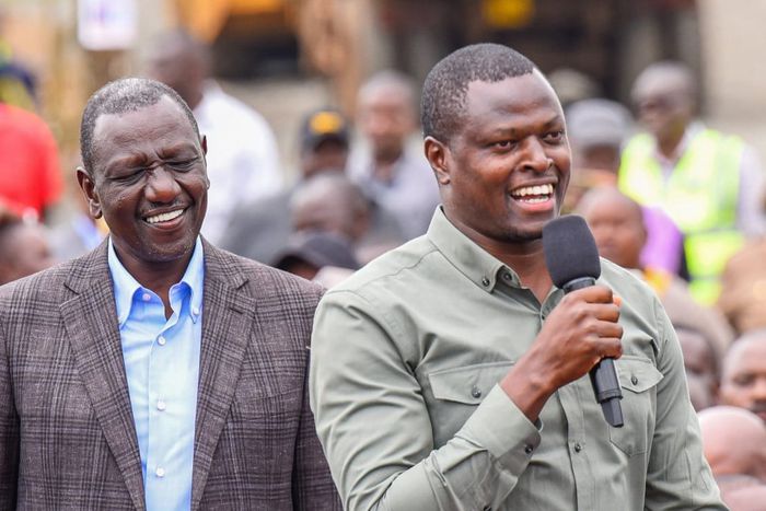 Kiharu MP Ndindi Nyoro and President William Ruto during a past rally