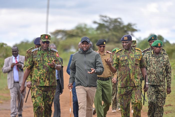 Interior CS Kipchumba Murkomen with top security chiefs led by IG Douglas Kanja tour Baringo County