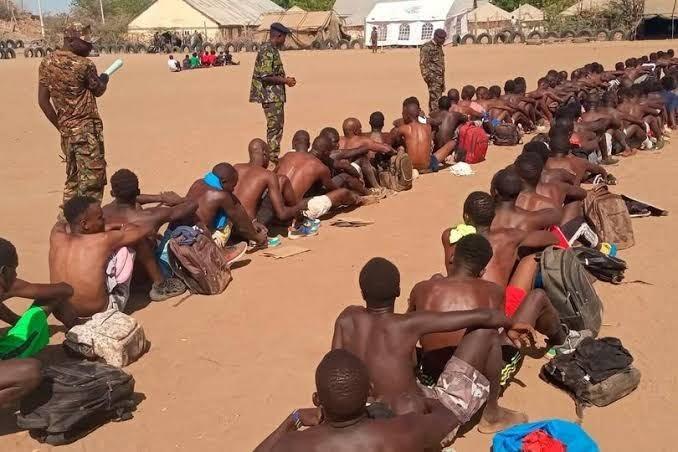 An undated image of Kenyan youths undergoing the selection process during a military recruitment drive (Image: Files)