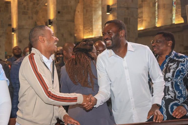 Edwin Sifuna, Babu Owino and James Orengo at All Saints Cathedral before embarking on the inaugural Linda Mwananchi rally in Nairobi on Sunday, September 13, 2026.