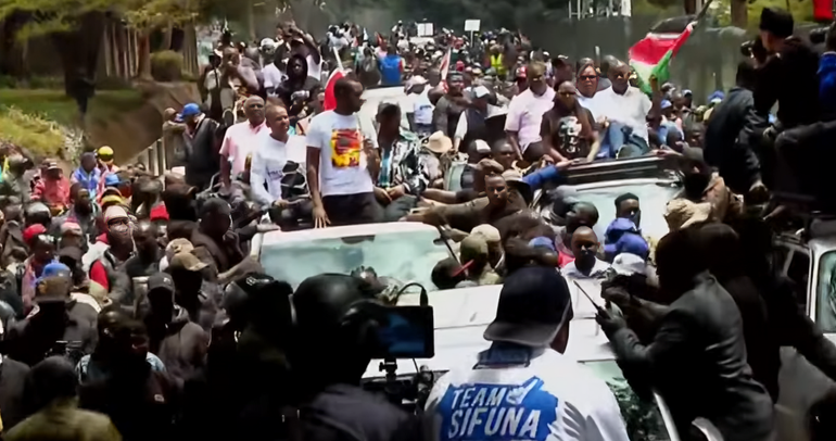 A screengrab image of the Linda Mwananchi convoy during its inaugural rally in Nairobi on Sunday, September 13, 2026.