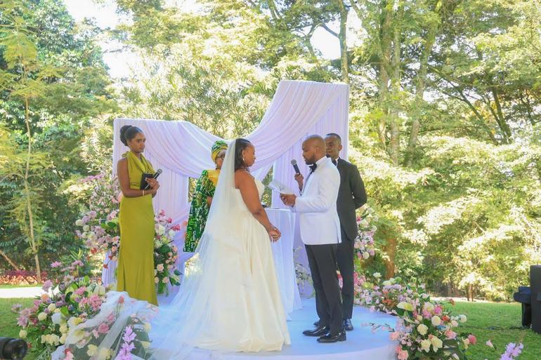 Zenani Orengo and Justin Wanyoike exchanging their vows in a lavish wedding ceremony on Saturday, September 12, 2026.