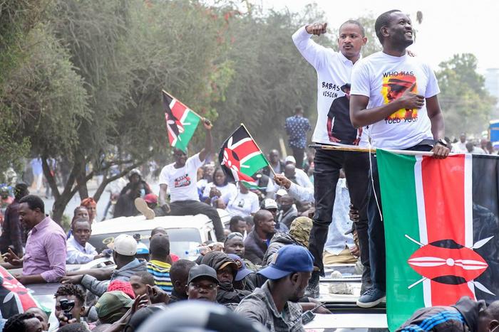 Edwin Sifuna and Babu Owino in the Linda Mwananchi convoy during its inaugural rally in Nairobi on Sunday, September 13, 2026.