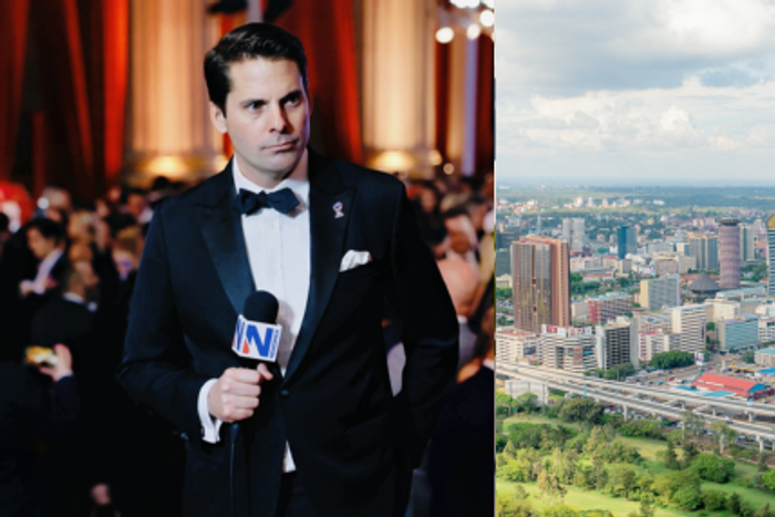 Photo collage of American TV host Rob Finnerty and an overview of Kenya's capital, Nairobi. (Image: Rob Finnerty-World Bank Kenya)