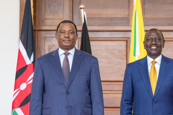 President William Ruto with Public Service CS Justin Muturi