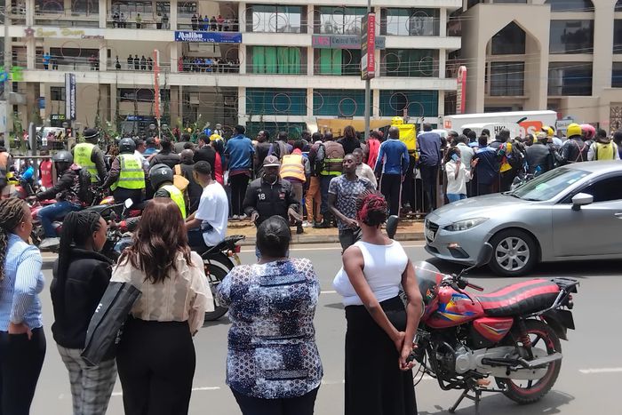 A disturbing incident involving President William Ruto’s motorcade has sparked public outrage after a pedestrian was hit along Ngong Road near Adams Arcade. 