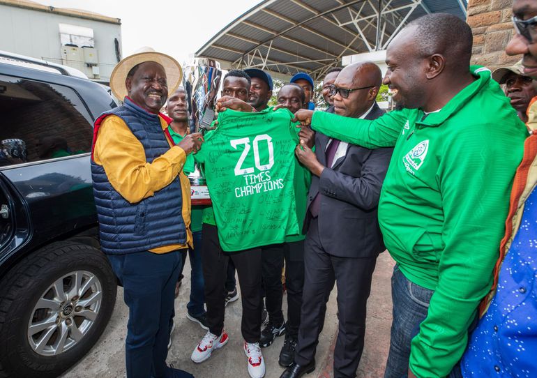 Patriot and 'number one fan', the late Raila Odinga celebrates Gor Mahia's 20th league win