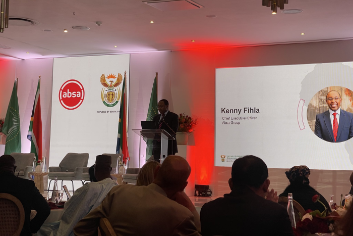 Absa Group CEO Kenny Fihla opens the Ambassadorial Breakfast in partnership with DIRCO in August 2026
