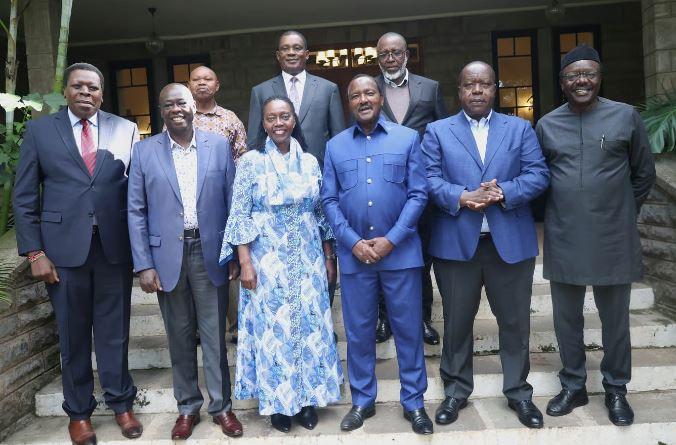 File image of united opposition leaders Rigathi Gachagua, Martha Karua, Kalonzo Musyoka and Fred Matiang’i with other opposition figures