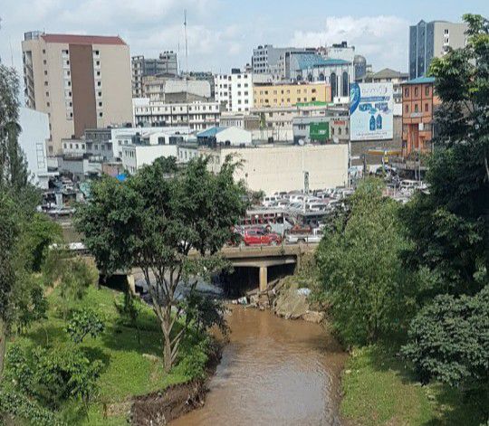 Nairobi river flowing near globe roundabout