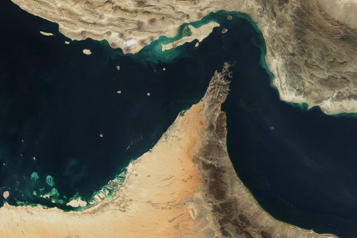 Satellite image showing the Strait of Hormuz