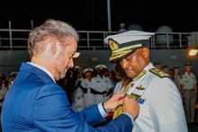 Kenya's Chief of the Defence Forces, General Charles Kahariri receives the Legion of Honour from France's Ambassador to Kenya, Arnaud Suquet