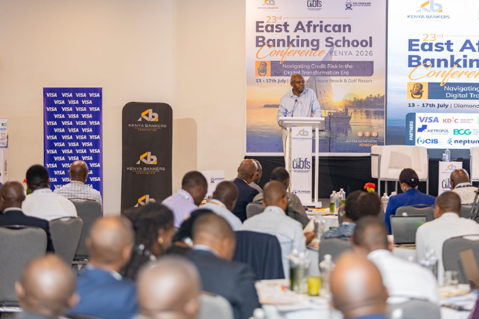 Central Bank of Kenya Governor Dr Kamau Thugge speaking at a past Kenya Bankers Association (KBA) event