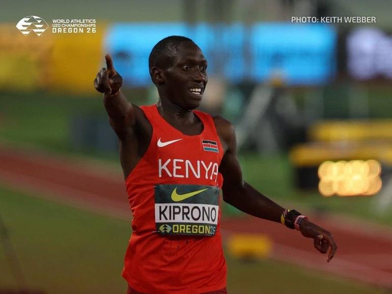 Immanuel Kiprono, the World U20 Champion in the men's 3000m category at a past event (Image: Keith Webber)