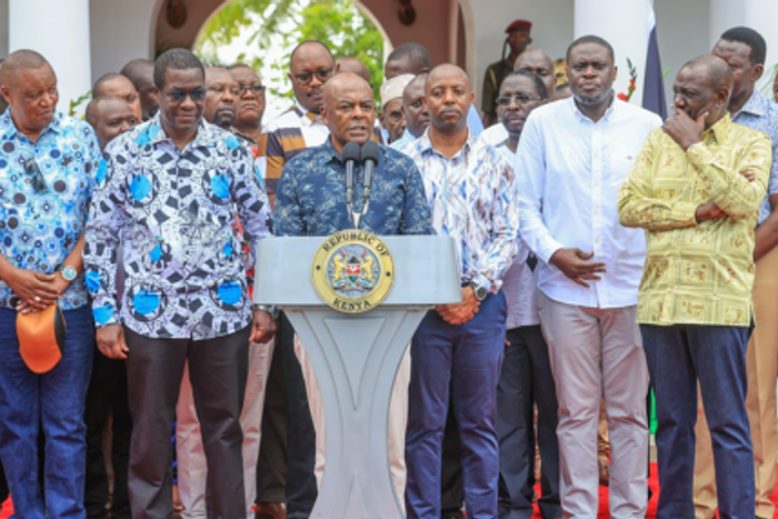 President William Ruto when he held talks with transport stakeholders at State House Mombasa in May 2026