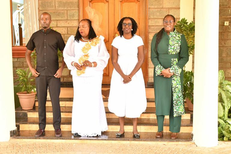 Winnie in a photo session with his mother Ida Odinga and brother, during the EALA commemoration of her father's first death anniversary (Image: Files)