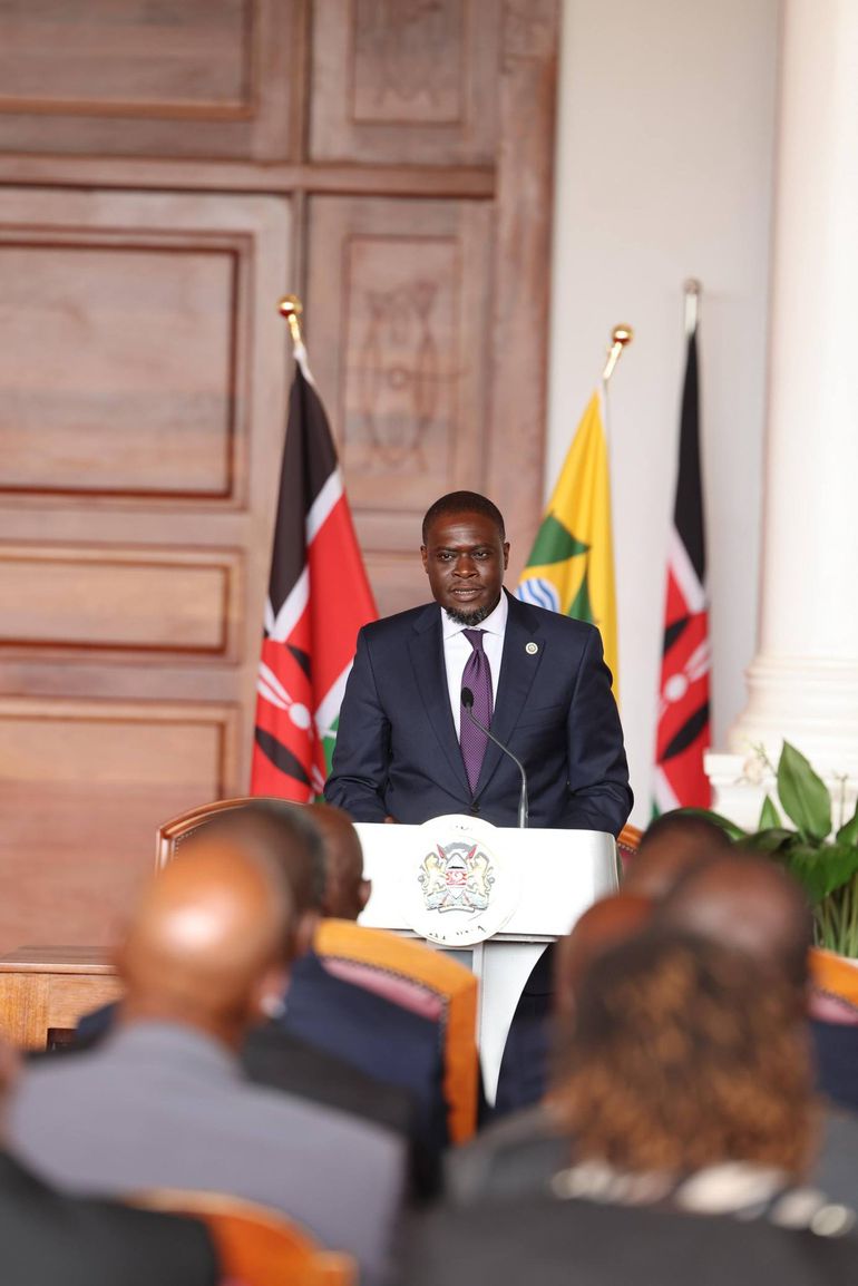 Governor Johnson Sakaja during the signing of a Cooperation Agreement Between the National Government and the Nairobi City County Government