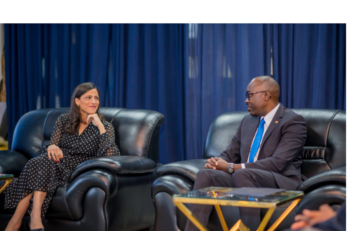 French Minister Delegate for Francophonie, International Partnerships, and French Citizens Abroad Eléonore Caroit and Foreign Affairs PS Dr. Abraham Korir Sing'Oei at the France-Kenya Joint Vision Conference on Diplomacy and International Partnerships