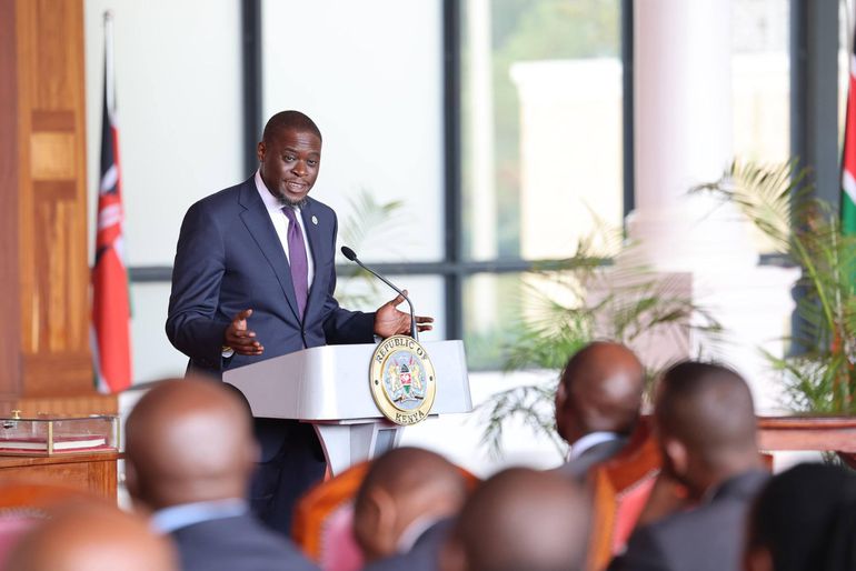 Governor Johnson Sakaja during the signing of a Cooperation Agreement Between the National Government and the Nairobi City County Government